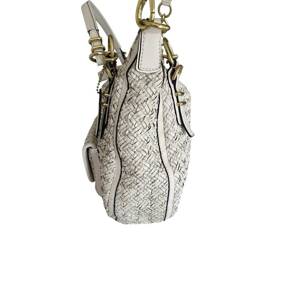 Coach Kristin Pinnacle Woven Leather Laila Large Satchel L1169-29341 Cream - Picture 3 of 16